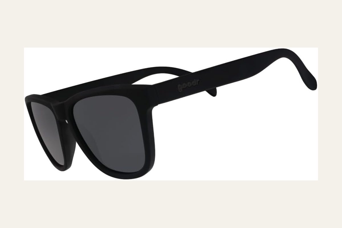 goodr OG sunglasses in the Unicorn's Calamity color, black lens.
