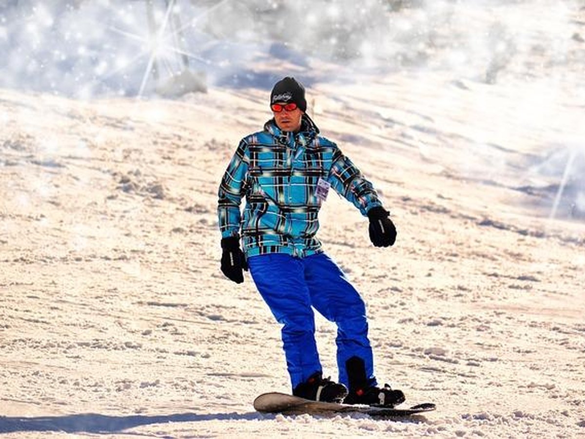 Goggles on a helmet, gloves you charged at the house. The board stays a shop.