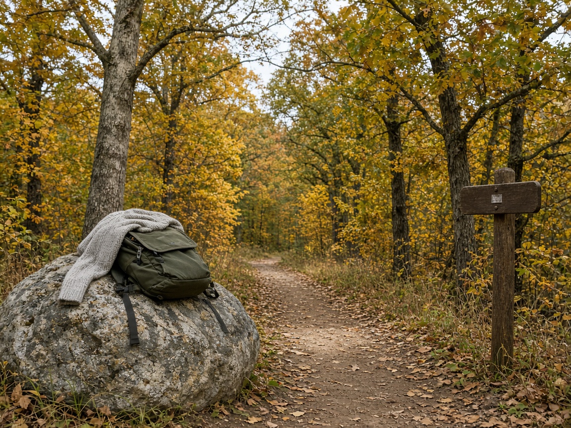 A quiet state park lake trail after Saturday checkout. The weekend tents left. The gate hours did not.