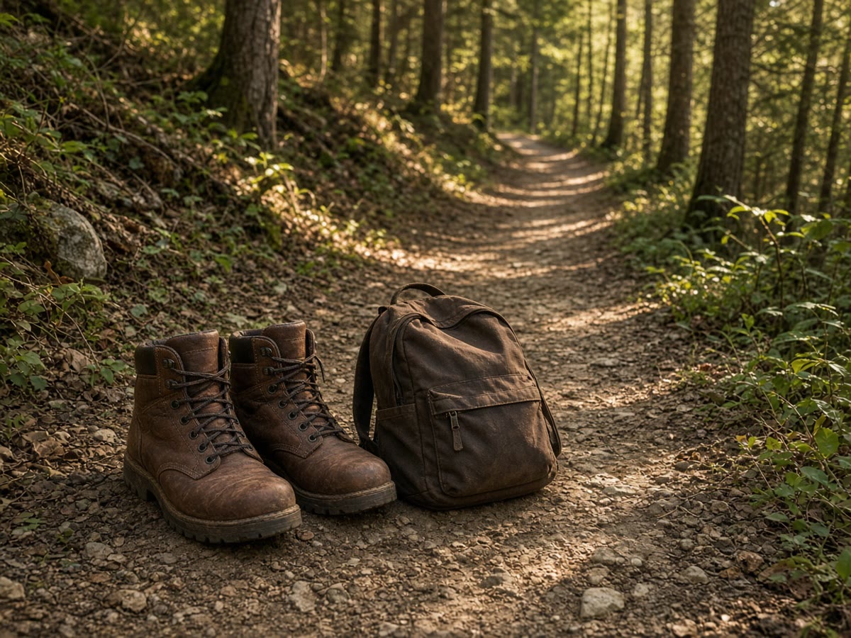 A dirt path at an easy grade. The hike you will repeat is the medicine.