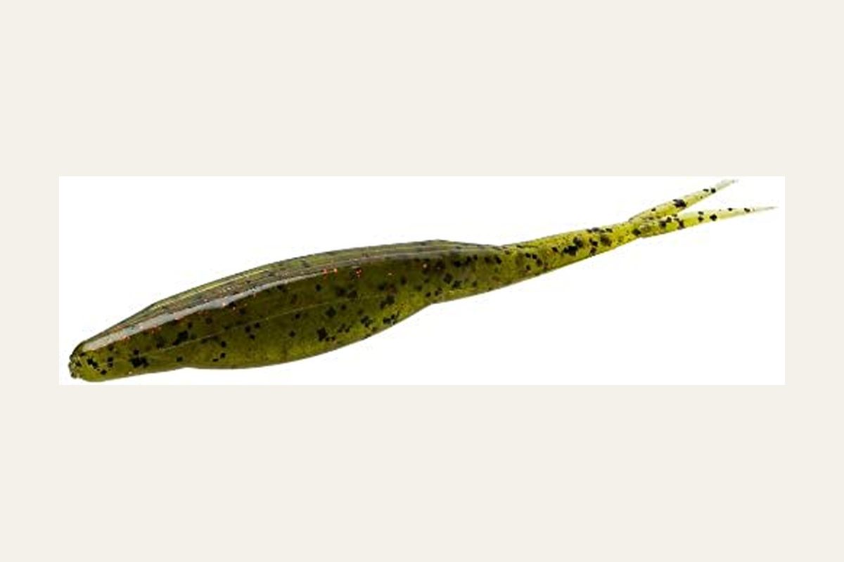 Zoom Super Fluke soft bait, Watermelon Red, model 023-054, a forked baitfish imitator.